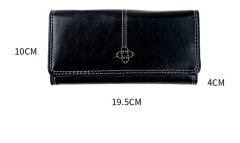 Camerazar Veľká elegantná dámska peňaženka, čierna ekologická umelá koža, 14 priehradiek, rozmery 19,5x10x4 cm