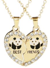 Camerazar Dámsky náhrdelník Panda Best Friends so zlatým príveskom, zdobený zirkónmi, dĺžka retiazky 45+5 cm
