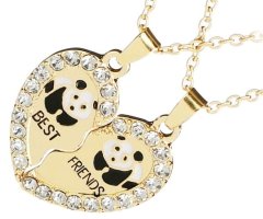 Camerazar Dámsky náhrdelník Panda Best Friends so zlatým príveskom, zdobený zirkónmi, dĺžka retiazky 45+5 cm