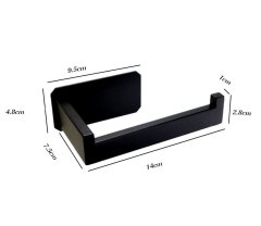 Camerazar Nástenný držiak na toaletný papier, čierny matný, nerezová oceľ, 14x7,5x9,5 cm