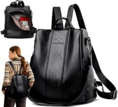 Camerazar Elegantný dámsky školský batoh z kvalitnej umelej kože, čierny, 30x31x16 cm