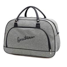 Camerazar Priestranná cestovná taška na cvičenie, sivá, nylon, rozmery 47x28x20 cm