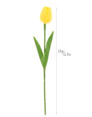 Camerazar Dekoračná kytica 10 umelých tulipánov, žltá farba, materiál: silikón a plast, dĺžka: 34 cm