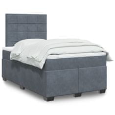 shumee Boxspring posteľ s matracom, tmavosivá 120x190 cm, zamat