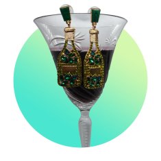 Flor de Cristal Náušnice Prosecco - zelená fľaša