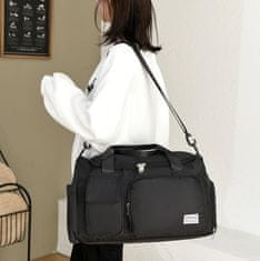 Camerazar Priestranná cestovná taška na cvičenie, čierna, nylon, 45x29x25 cm