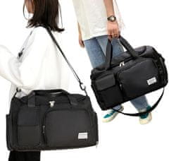 Camerazar Priestranná cestovná taška na cvičenie, čierna, nylon, 45x29x25 cm
