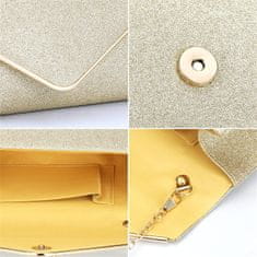 Camerazar Elegantná brokátová večerná taška cez rameno, zlatá, ekologická umelá koža, 23x12 cm