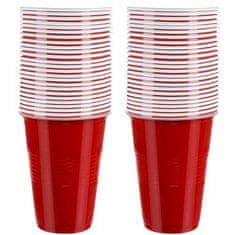 Ruhhy Hra Beer Pong s 50 červenými pohármi s objemom 450 ml a 3 pingpongovými loptičkami