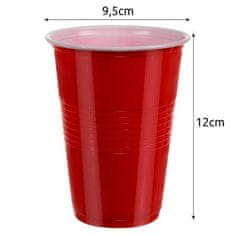 Ruhhy Hra Beer Pong s 50 červenými pohármi s objemom 450 ml a 3 pingpongovými loptičkami