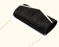 Camerazar Elegantná dámska večerná brokátová taška cez rameno, čierna, syntetický materiál, 25,5x13 cm