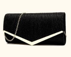 Camerazar Elegantná dámska večerná brokátová taška cez rameno, čierna, syntetický materiál, 25,5x13 cm