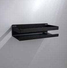 Camerazar Čierna závesná polica do kuchyne a kúpeľne, nerezová oceľ, 40x10x5,8 cm