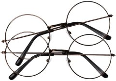 Camerazar Unisex okrúhle slnečné okuliare s UV filtrom, kovový rám, čierna/zlatá/strieborná