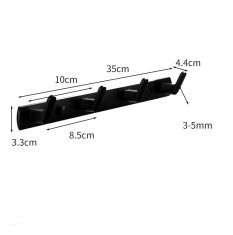Camerazar Nástenný panelový vešiak s háčikmi, čierny hliník, 35x3,3 cm