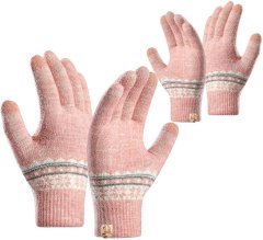 Camerazar Dámske zimné rukavice so severským vzorom, svetloružové, 100% akrylová priadza, univerzálna veľkosť