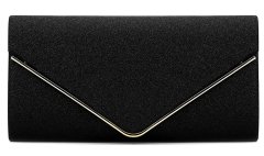 Camerazar Elegantná večerná brokátová taška cez rameno, čierna, syntetika, 23x12x6 cm