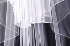 Camerazar Dlhý svadobný závoj do vlasov, biely s tylovým lemovaním, dĺžka 76 cm
