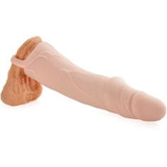 XSARA Elastický návlek zvětšující penis +6 cm z měkoučké umělé kůže cyberskin - 70165184