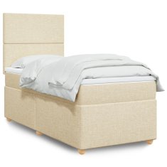 shumee vidaXL Posteľný rám boxspring s matracom krémový 90x190 cm látka