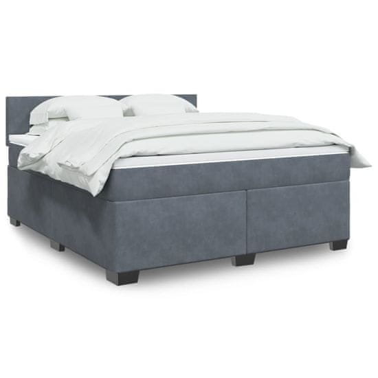 shumee Posteľný rám boxspring s matracom tmavosivý 180x200 cm zamat