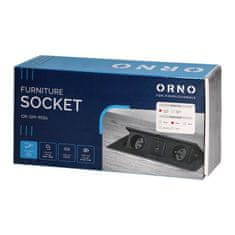 Orno Výsuvný blok zapustený ORNO OR-GM-9034/B, 2x 230V, 1x USB-A, 1x USB-C, čierna 