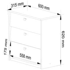 Akord Skriňa na topánky Mini 60 cm - 3 dvierka dub sonoma