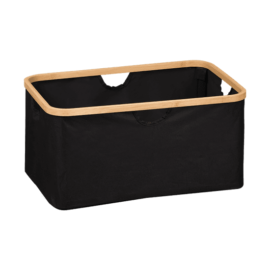 Kesper Úložný box bez veka čierny, polyester, bambus 54 x 26 x 37 cm