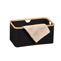 Kesper Úložný box bez veka čierny, polyester, bambus 54 x 26 x 37 cm