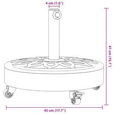 Vidaxl Podstavec pod slnečník s kolesami pre Ø38/48 mm tyče 27 kg kruh