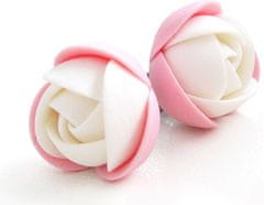 Troli Ružovo-biele náušnice puzetky kytičky