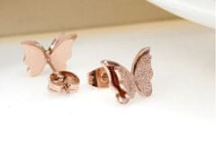 Troli Drobné motýlie náušnice Metal Butterfly KES-048-Rosegold