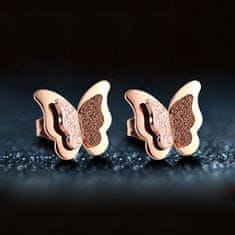 Troli Drobné motýlie náušnice Metal Butterfly KES-048-Rosegold