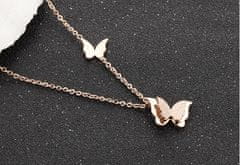 Troli Ružovo pozlátený motýlie náhrdelník Metal Butterfly KNSC-257-RG