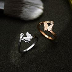 Troli Romantický oceľový prsteň s motýlikom