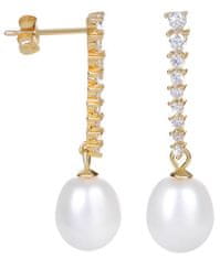 JwL Luxury Pearls Pozlátené perlové náušnice s kryštálmi JL0405