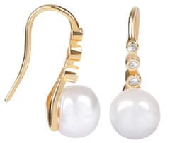 JwL Luxury Pearls Pozlátené strieborné visiace náušnice s pravou perlou JL0411