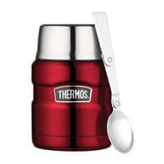 Thermos Style Termoska na jedlo sa skladateľná lyžicou a šálkou - červená 470 ml