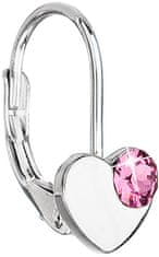 Evolution Group Strieborné srdiečkové náušnice s kryštálmi Swarovski 31299.3 Rose