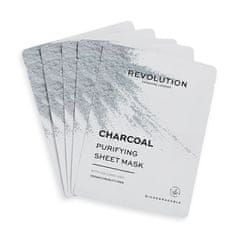 Revolution Skincare Sada pleťových masiek s čiernym uhlím biodegradable (Purifying Charcoal Sheet Mask)