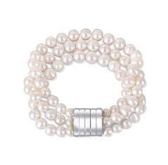 JwL Luxury Pearls Trojradový náramok z pravých bielych perál JL0668