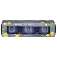 Yankee Candle Sada votívnych sviečok v skle Black Tea & Lemon 3 x 37 g