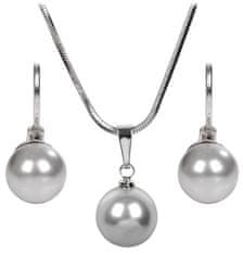 Levien Súprava náhrdelníka a náušníc Pearl Light Grey SET-041