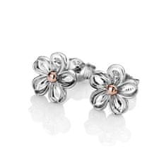 Hot Diamonds Strieborné kvietkové náušnice s diamantmi Forget me not DE618