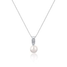 JwL Luxury Pearls Elegantný náhrdelník s pravou perlou a zirkónmi JL0748 (retiazka, prívesok)