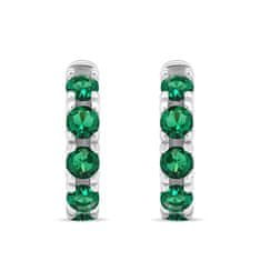 Brilio Silver Drobné strieborné krúžky so zelenými zirkónmi EA481WG