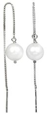 JwL Luxury Pearls Strieborné retiazkové náušnice s bielou perlou JL0204