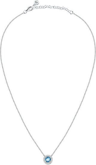 Morellato Nežný strieborný náhrdelník s akvamarínom a kryštály Tesoro SAIW94