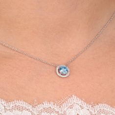 Morellato Nežný strieborný náhrdelník s akvamarínom a kryštály Tesoro SAIW94