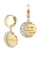 Guess Kruhové pozlátené náušnice s prívesky Moon Phases JUBE01192JWYG